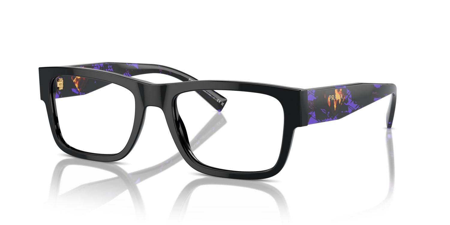 Eyeglasses Prada PR 15YV (19S1O1) color nero shape rectangle lenses lente demo
