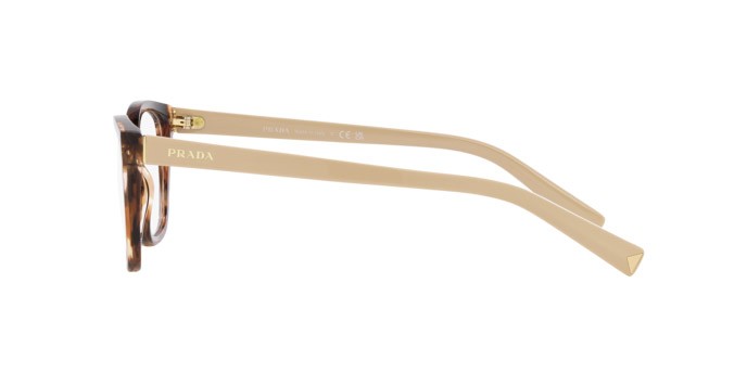 Eyeglasses Prada PR 15ZV (07R1O1) color havana caramello shape rectangle lenses lente demo