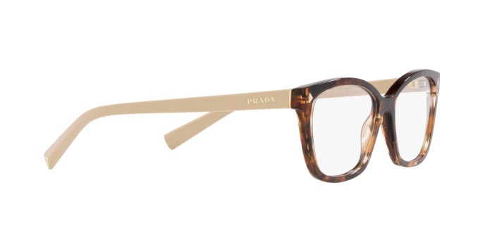 Eyeglasses Prada PR 15ZV (07R1O1) color havana caramello shape rectangle lenses lente demo