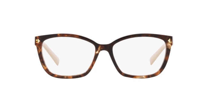 Eyeglasses Prada PR 15ZV (07R1O1) color havana caramello shape rectangle lenses lente demo