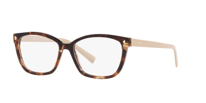 Eyeglasses Prada PR 15ZV (07R1O1) color havana caramello shape rectangle lenses lente demo