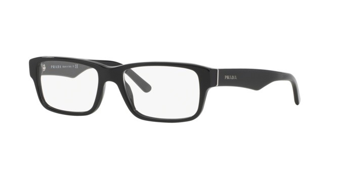 Eyeglasses Prada PR 16MV (1AB1O1) color gloss black shape rectangle lenses demo lens