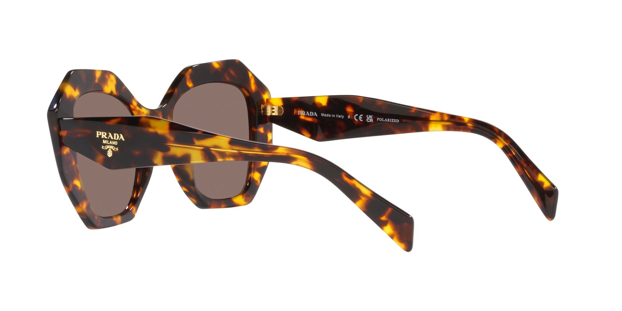Sunglasses Prada PR 16WS (VAU05C) color miele tartarugato shape irregular lenses polarizzata marrone chiaro