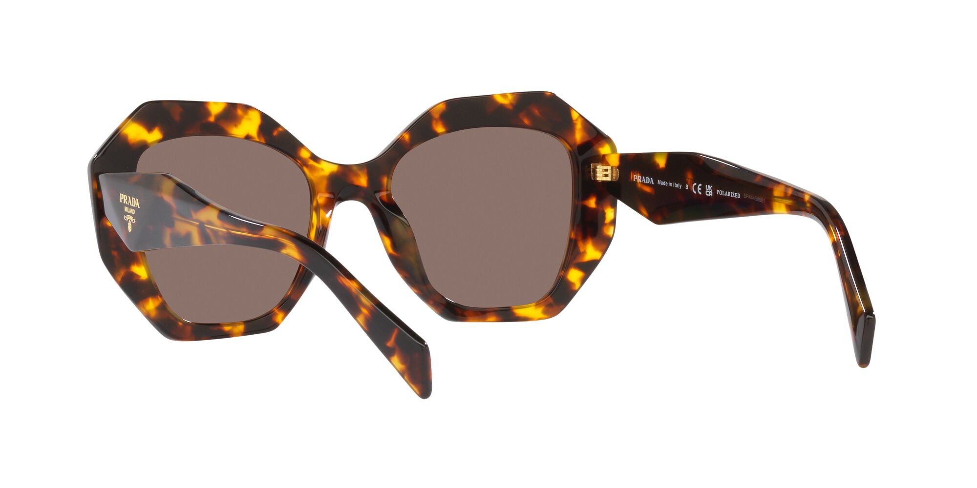 Sunglasses Prada PR 16WS (VAU05C) color miele tartarugato shape irregular lenses polarizzata marrone chiaro
