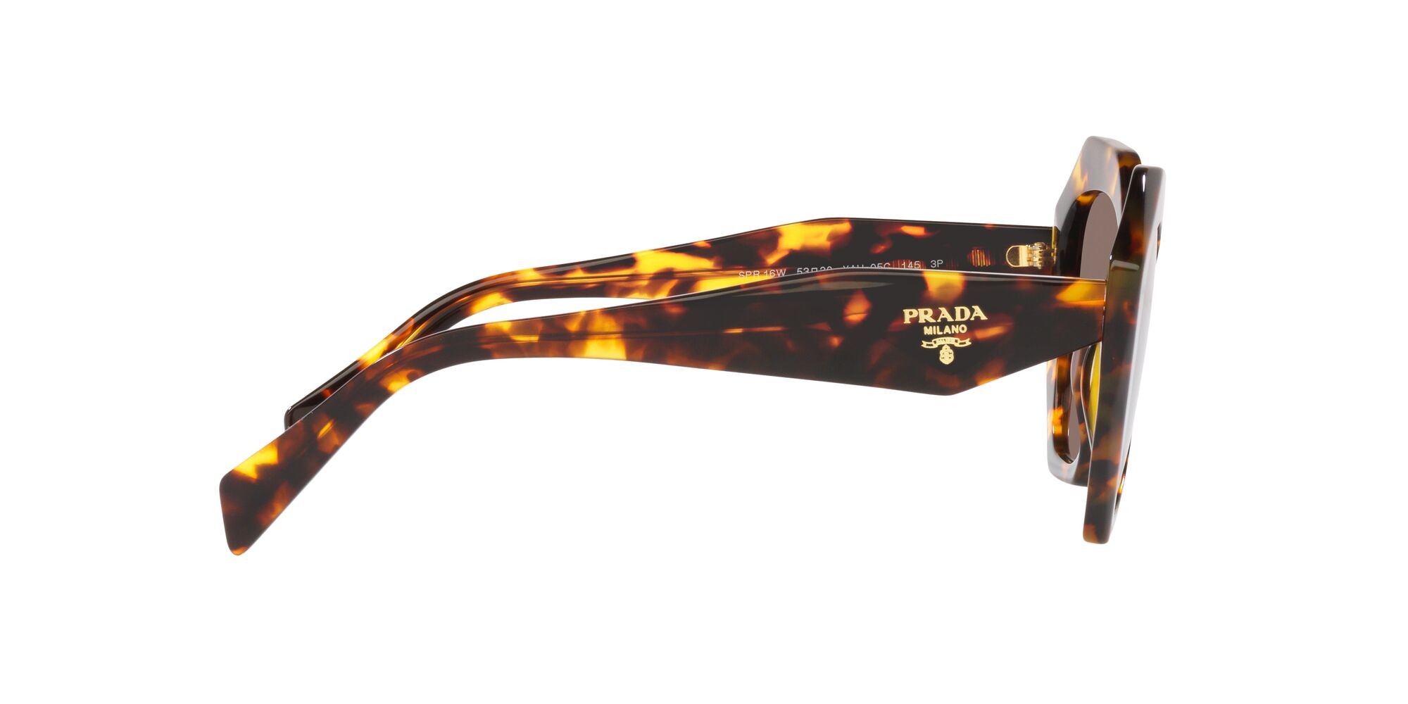 Sunglasses Prada PR 16WS (VAU05C) color miele tartarugato shape irregular lenses polarizzata marrone chiaro