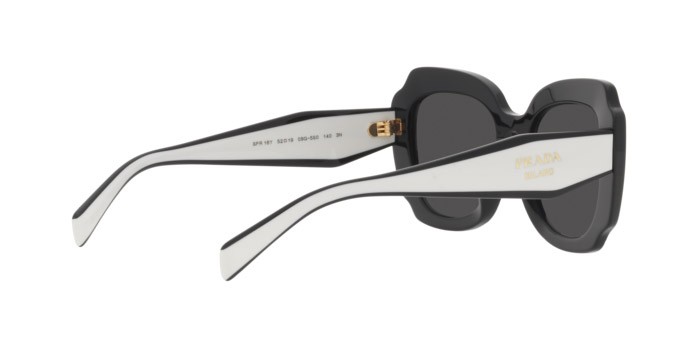 Sunglasses Prada PR 16YS (09Q5S0) color black shape irregular lenses dark grey