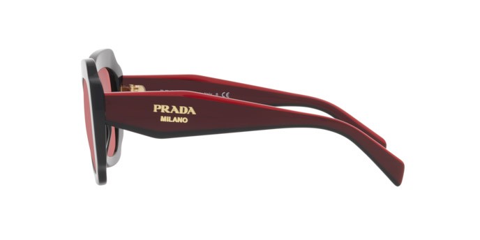 Occhiali da sole Prada PR 16YS (1AB06Q) colore black forma irregolare lenti red mirror internal silver