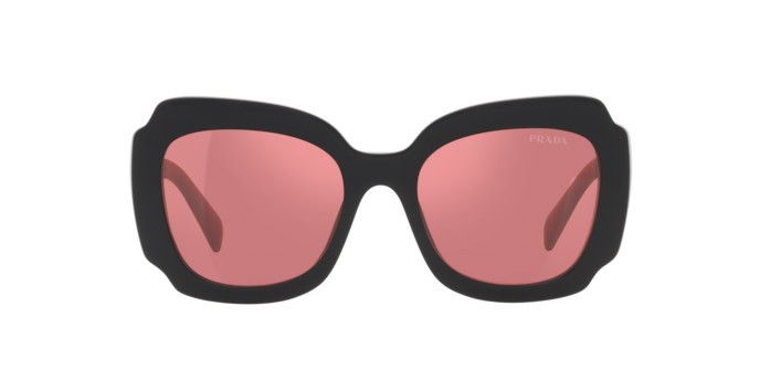 Occhiali da sole Prada PR 16YS (1AB06Q) colore black forma irregolare lenti red mirror internal silver