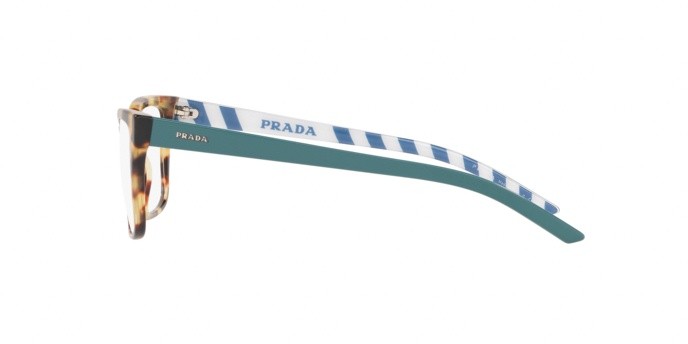 Brillen Prada PR 17VV (7S01O1) farbe medium havana form rechteckig gläser demo lens