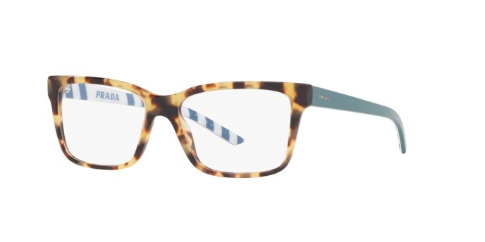Brillen Prada PR 17VV (7S01O1) farbe medium havana form rechteckig gläser demo lens