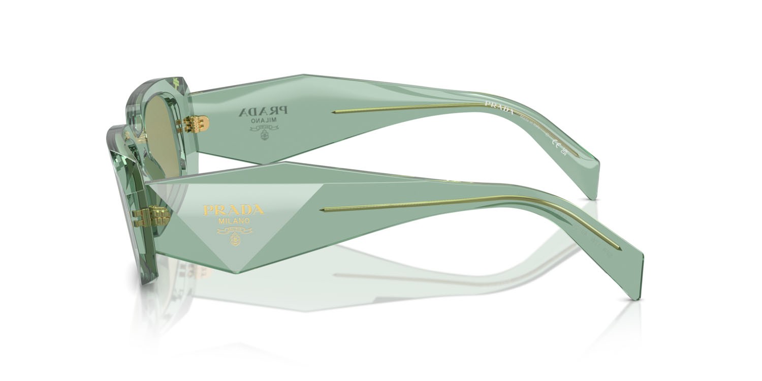 Sunglasses Prada PR 17WS (11R10E) color salvia trasparente shape rectangle lenses verde con specchiatura argento interna