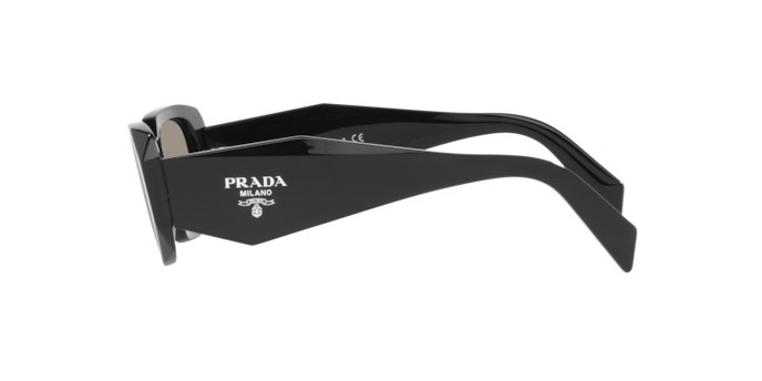 Sunglasses Prada PR 17WS (1AB2B0) color black shape rectangle lenses light grey mirror silver