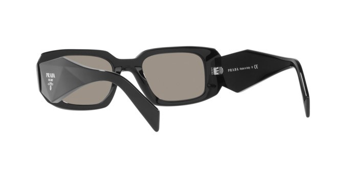 Sunglasses Prada PR 17WS (1AB2B0) color black shape rectangle lenses light grey mirror silver