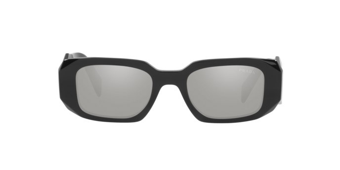 Sunglasses Prada PR 17WS (1AB2B0) color black shape rectangle lenses light grey mirror silver