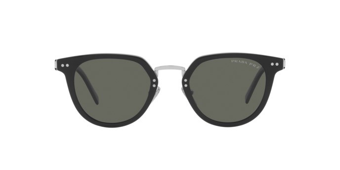 Sunglasses Prada PR 17YS (1AB03R) color black shape pantos lenses polar green