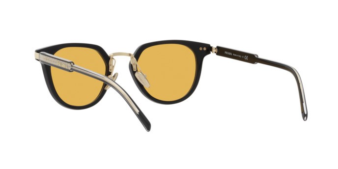 Occhiali da sole Prada PR 17YS (AAV07M) colore black forma pantos lenti yellow orange
