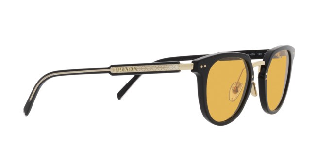 Occhiali da sole Prada PR 17YS (AAV07M) colore black forma pantos lenti yellow orange