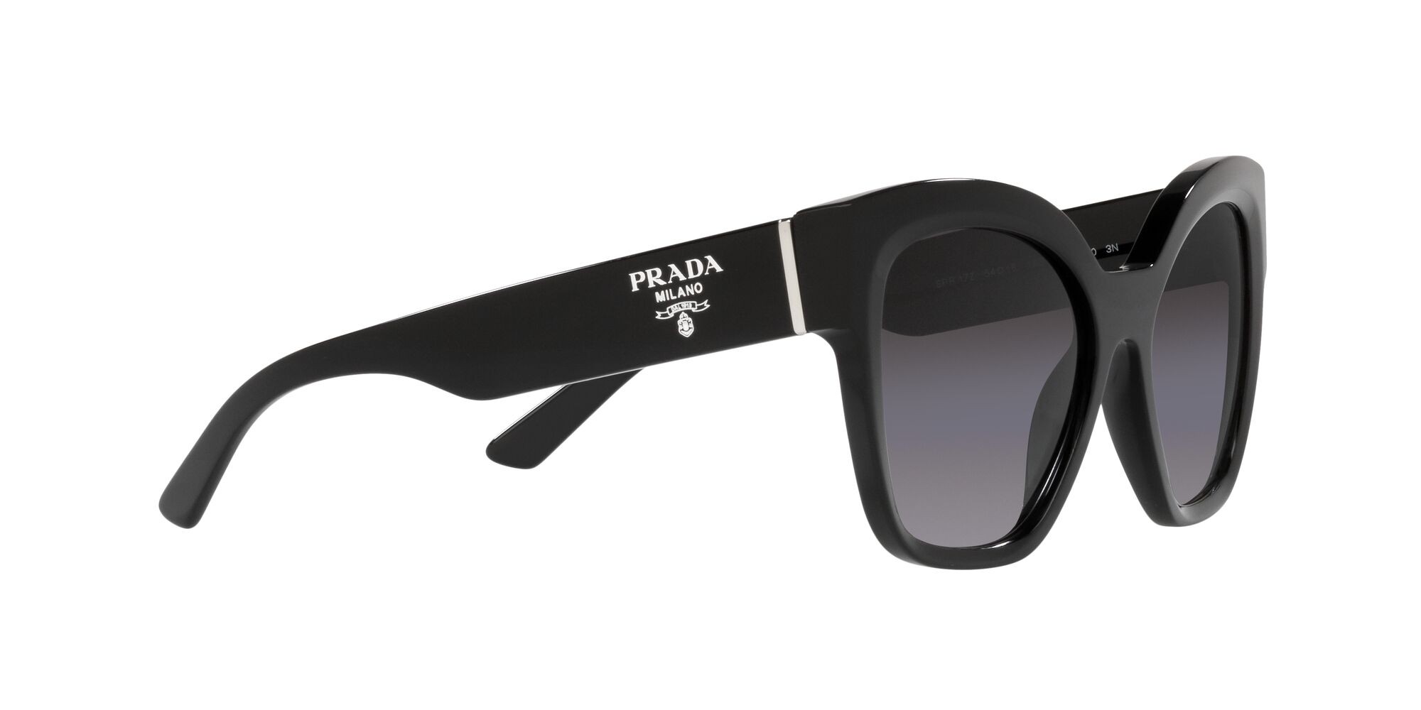 Sunglasses Prada PR 17ZS (1AB09S) color nero shape square lenses sfumato grigio