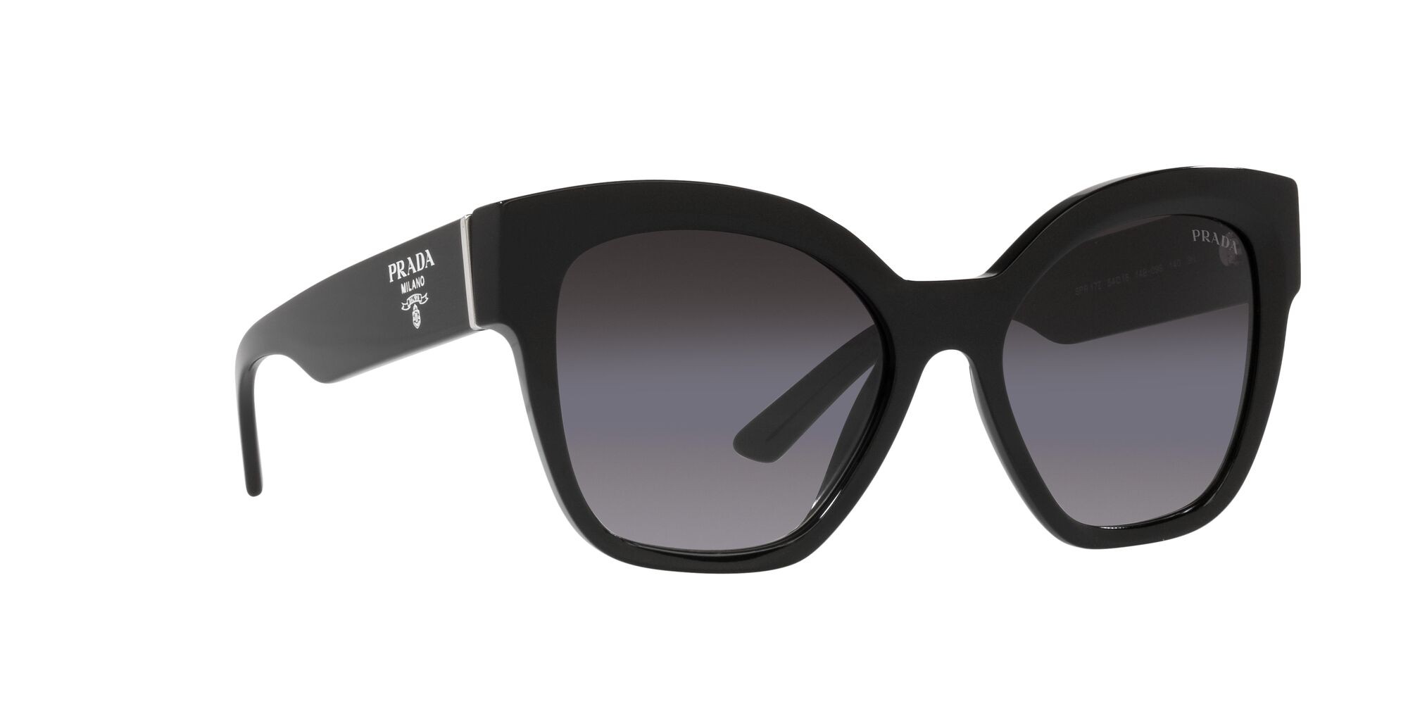 Sunglasses Prada PR 17ZS (1AB09S) color nero shape square lenses sfumato grigio