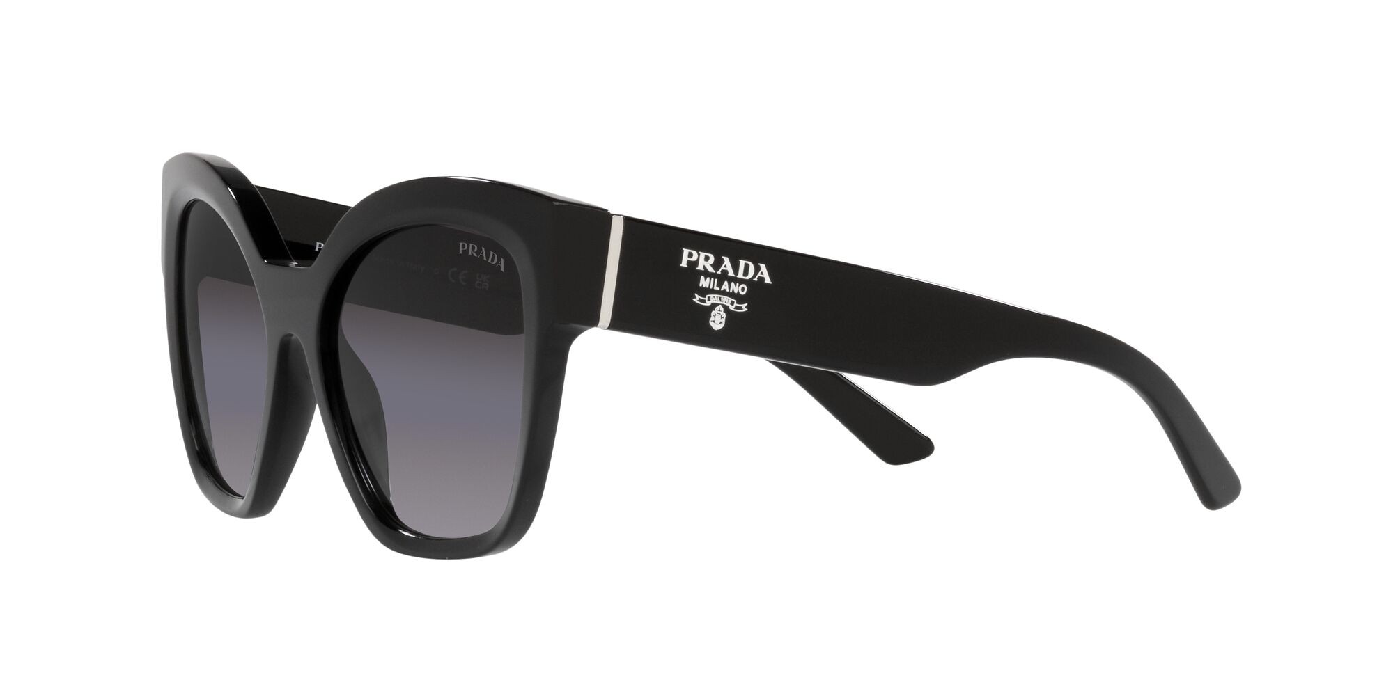 Sunglasses Prada PR 17ZS (1AB09S) color nero shape square lenses sfumato grigio
