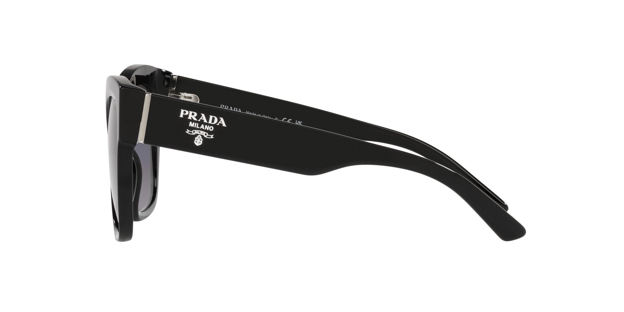 Sunglasses Prada PR 17ZS (1AB09S) color nero shape square lenses sfumato grigio