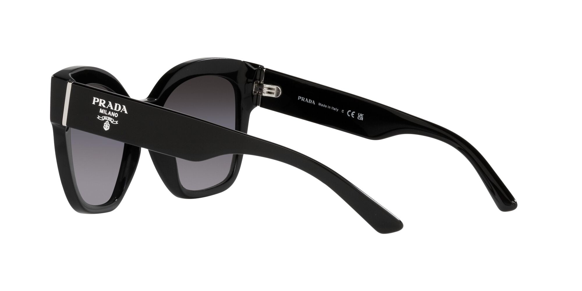 Sunglasses Prada PR 17ZS (1AB09S) color nero shape square lenses sfumato grigio