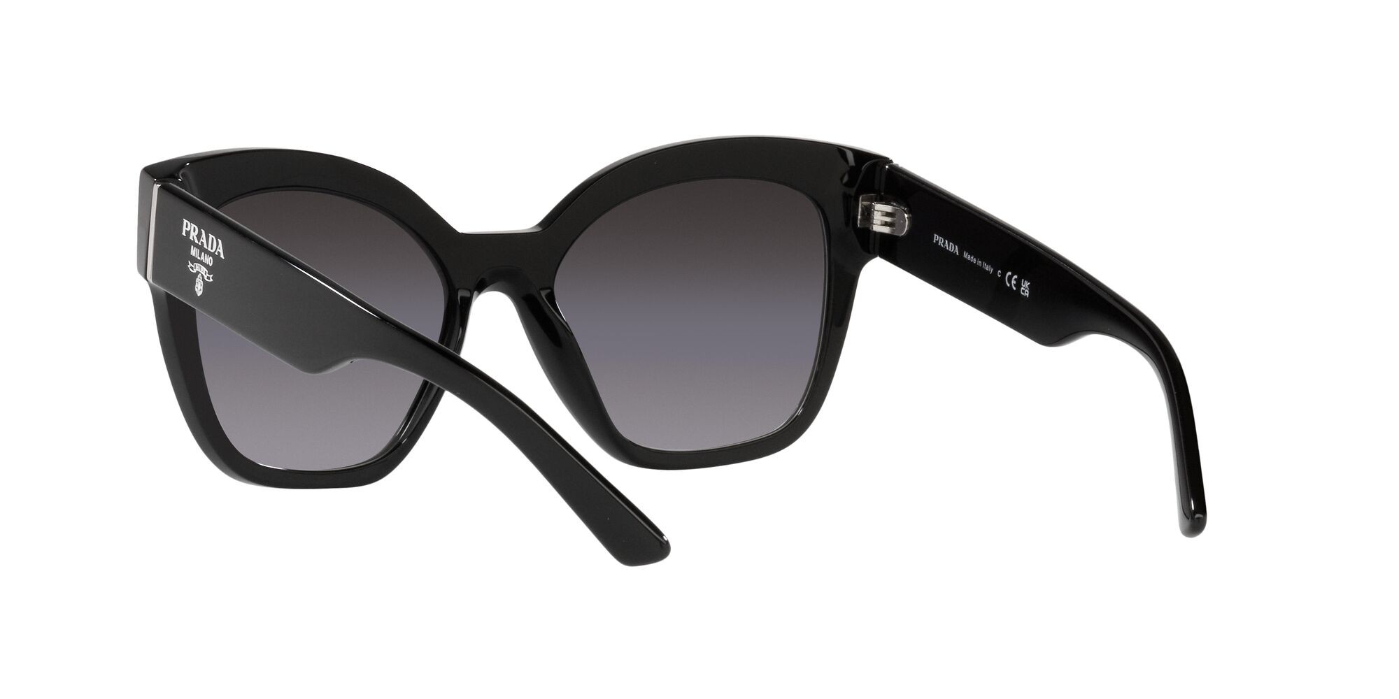 Sunglasses Prada PR 17ZS (1AB09S) color nero shape square lenses sfumato grigio