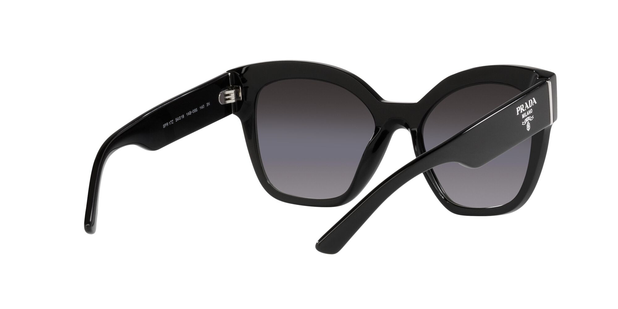 Sunglasses Prada PR 17ZS (1AB09S) color nero shape square lenses sfumato grigio