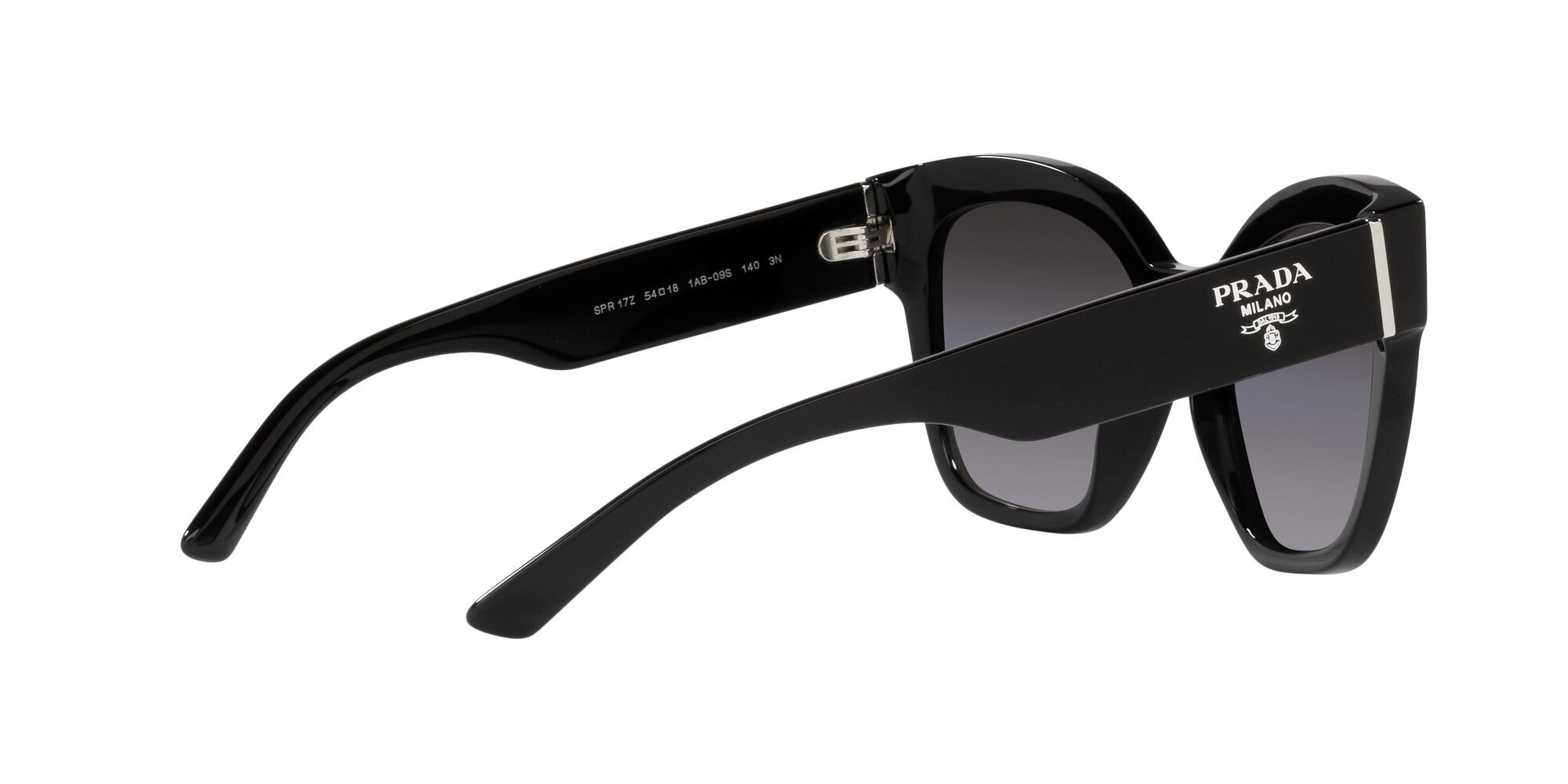 Sunglasses Prada PR 17ZS (1AB09S) color nero shape square lenses sfumato grigio