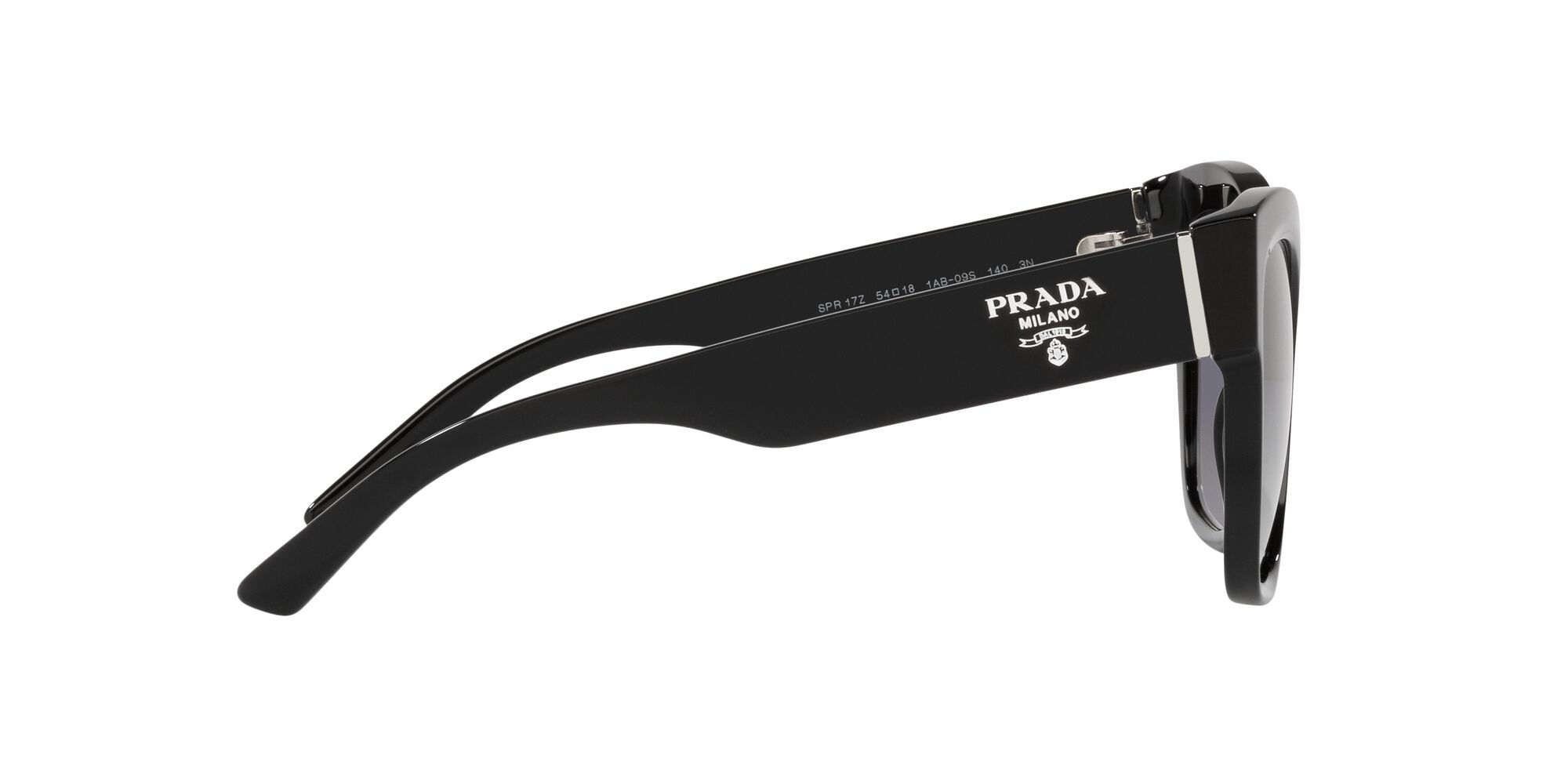Sunglasses Prada PR 17ZS (1AB09S) color nero shape square lenses sfumato grigio