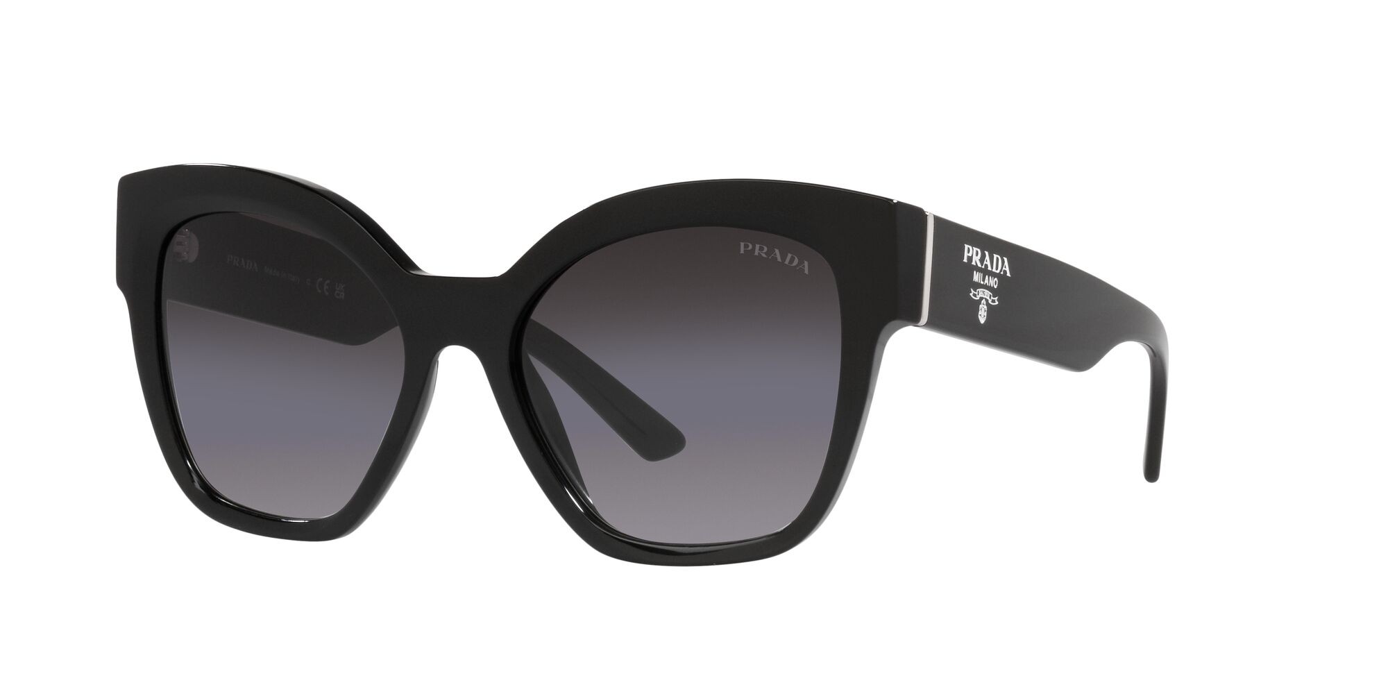 Sunglasses Prada PR 17ZS (1AB09S) color nero shape square lenses sfumato grigio