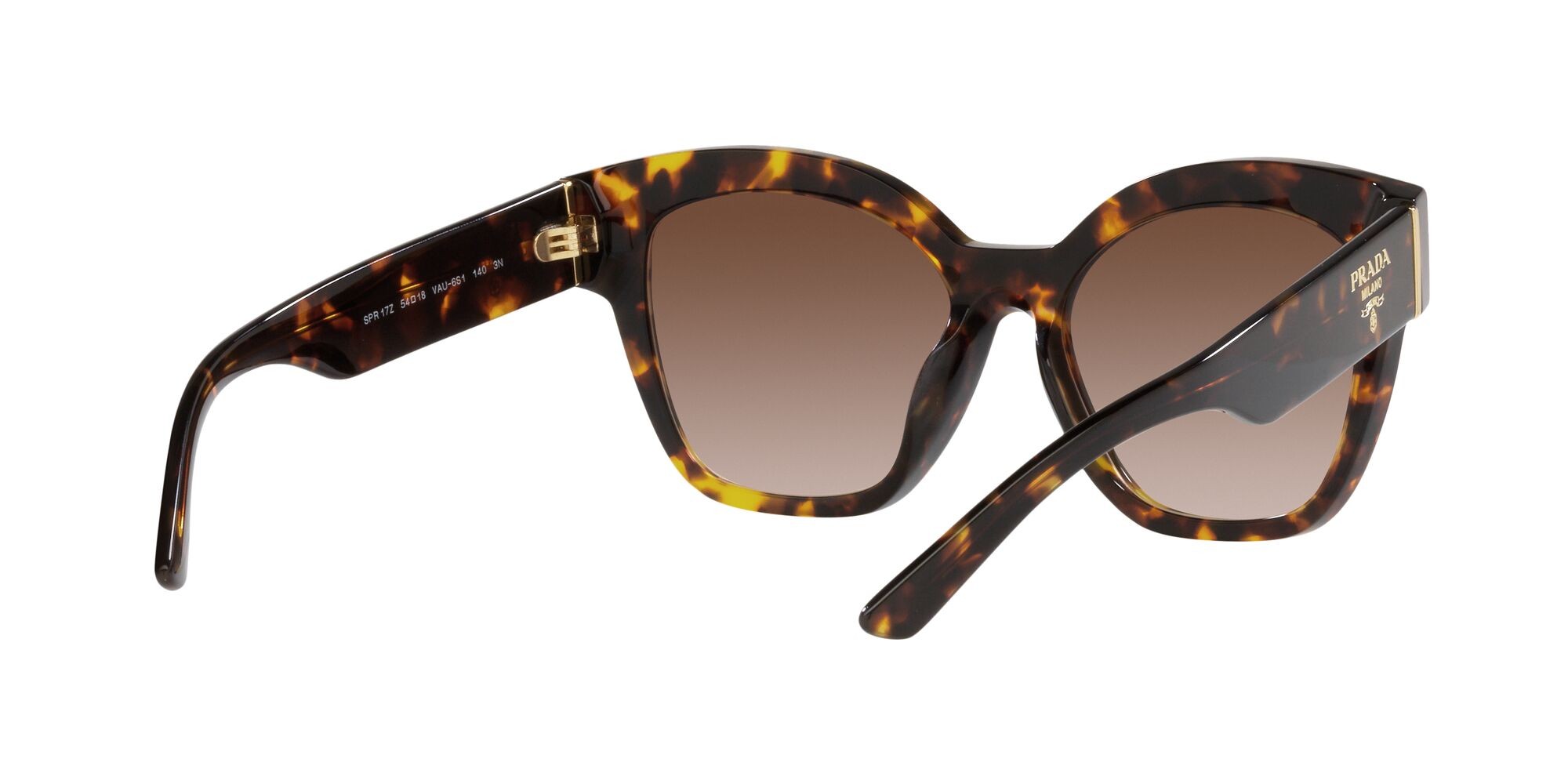 Sunglasses Prada PR 17ZS (VAU6S1) color miele tartarugato shape square lenses marrone sfumato