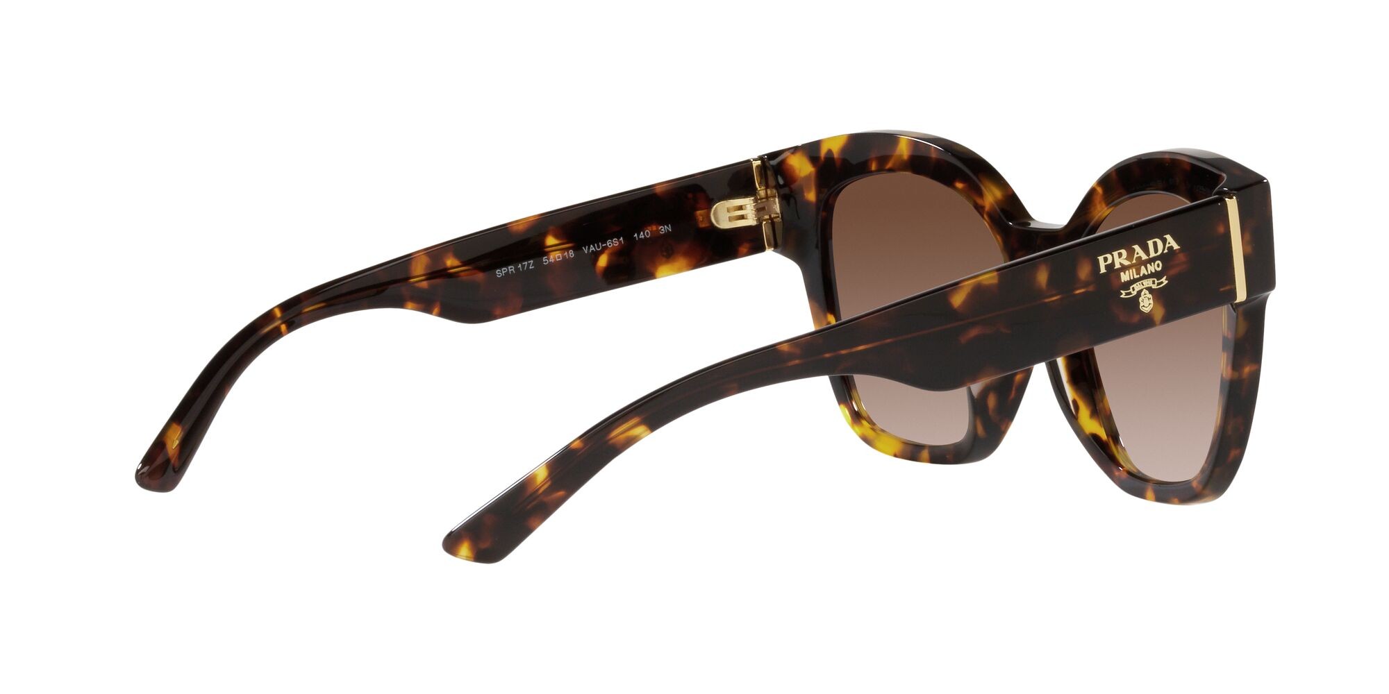 Sunglasses Prada PR 17ZS (VAU6S1) color miele tartarugato shape square lenses marrone sfumato