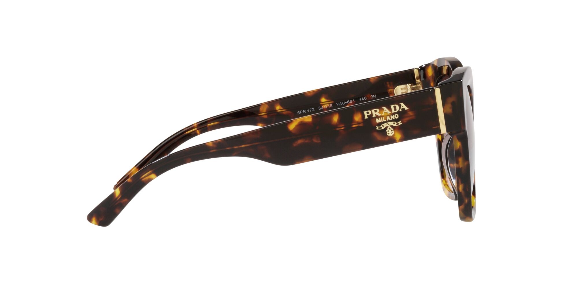 Sunglasses Prada PR 17ZS (VAU6S1) color miele tartarugato shape square lenses marrone sfumato