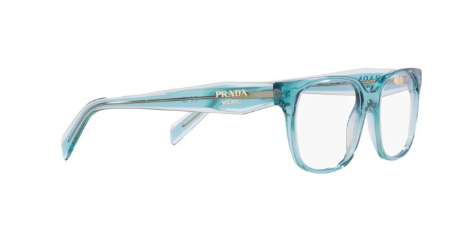 Eyeglasses Prada PR 17ZV (16J1O1) color cristallo blu shape rectangle lenses lente demo