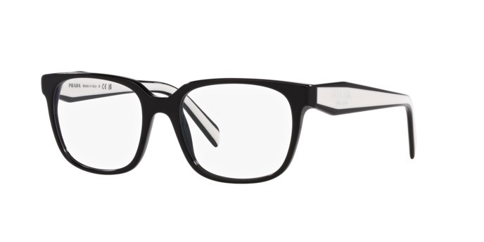 Eyeglasses Prada PR 17ZV (1AB1O1) color nero shape rectangle lenses lente demo
