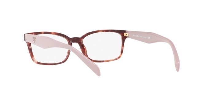 Brillen Prada PR 18TV (UE01O1) farbe pink havana form rechteckig gläser demo lens