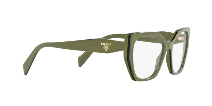 Eyeglasses Prada PR 18WV (13J1O1) color sage/black shape irregular lenses lente demo