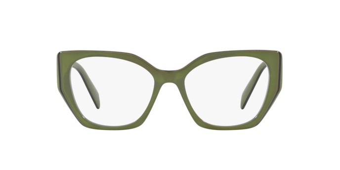Eyeglasses Prada PR 18WV (13J1O1) color sage/black shape irregular lenses lente demo