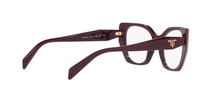 Eyeglasses Prada PR 18WV (VIY1O1) color garnet shape irregular lenses demo lens