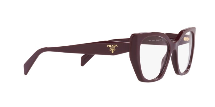 Eyeglasses Prada PR 18WV (VIY1O1) color garnet shape irregular lenses demo lens