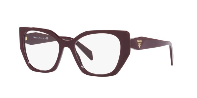 Eyeglasses Prada PR 18WV (VIY1O1) color garnet shape irregular lenses demo lens