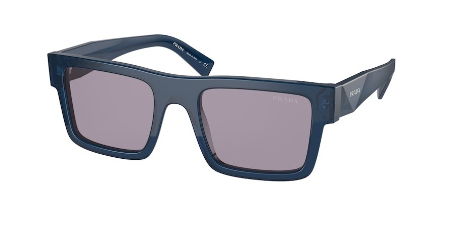 Sunglasses Prada PR 19WS (08Q420) color crystal blue shape rectangle lenses blue