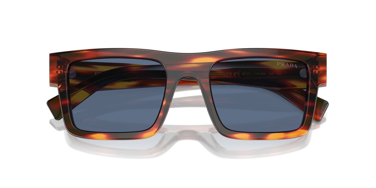Occhiali da sole Prada PR 19WS (17R06A) colore striped radica forma rettangolare lenti blu scuro