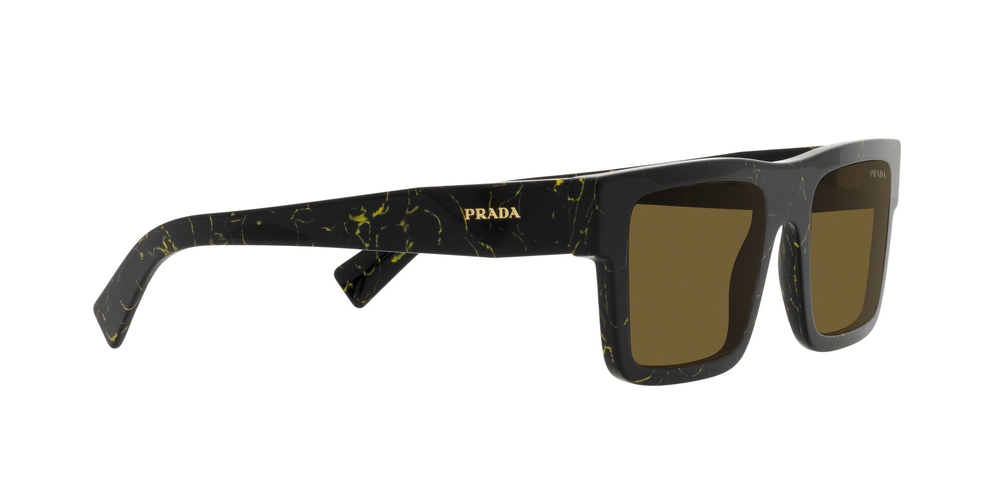 Occhiali da sole Prada PR 19WS (19D01T) colore black/yellow marble forma rettangolare lenti marrone scuro