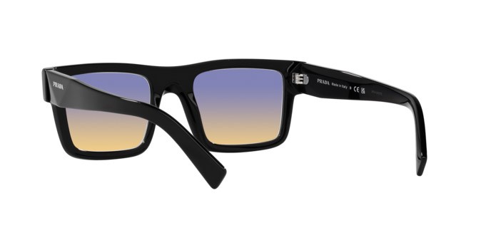 Sonnenbrillen Prada PR 19WS (1AB06Z) farbe nero form rechteckig gläser yellow/dark blue