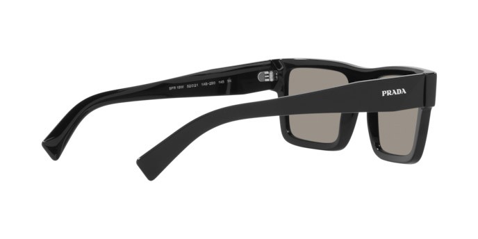 Occhiali da sole Prada PR 19WS (1AB2B0) colore black forma rettangolare lenti light grey mirror silver