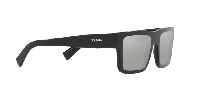 Occhiali da sole Prada PR 19WS (1AB2B0) colore black forma rettangolare lenti light grey mirror silver