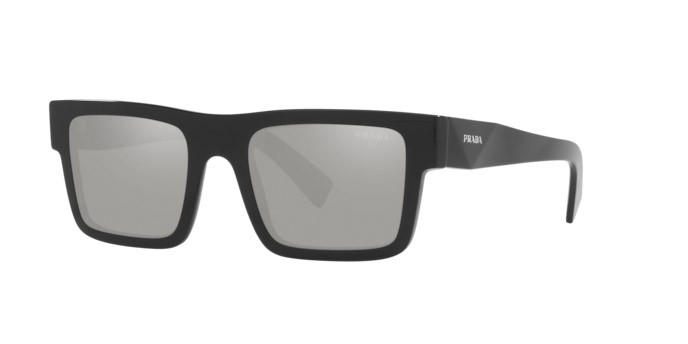 Occhiali da sole Prada PR 19WS (1AB2B0) colore black forma rettangolare lenti light grey mirror silver