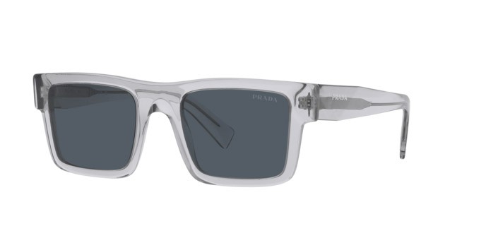 Occhiali da sole Prada PR 19WS (U4309T) colore grigio crystal forma rettangolare lenti grigio scuro